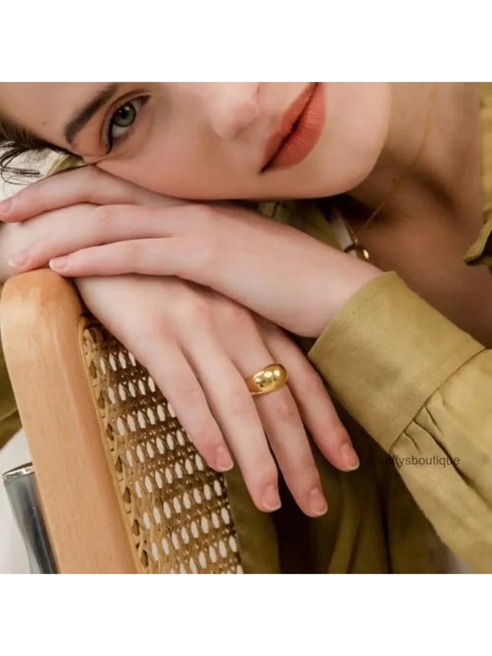 14K Gold Filled Chunky Dome Ring for Women, Statement Thick Band, Comfort Fit